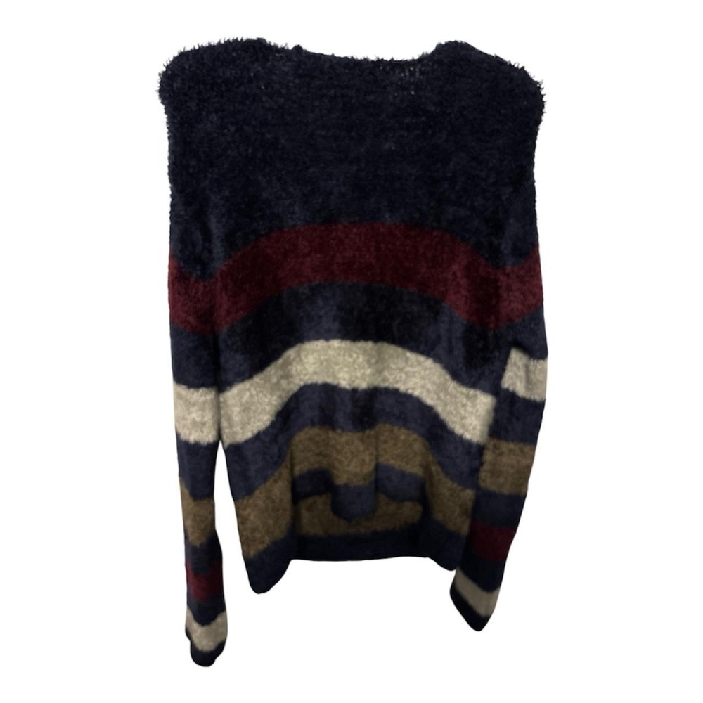 Q&A horizontal striped sweater with navy, burgundy, beige, and olive green - Picture 2 of 2